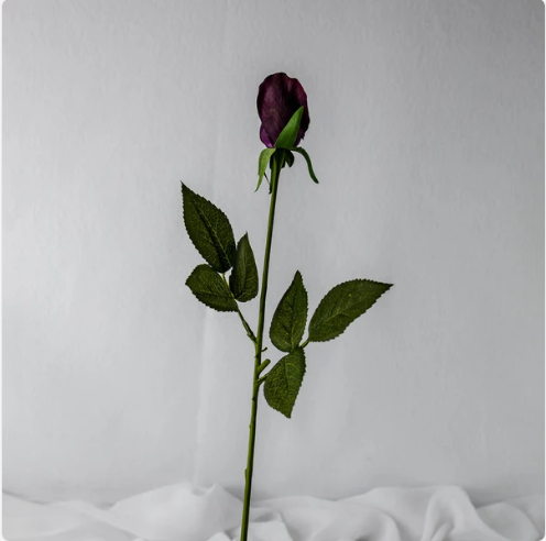 Aubergine Rose Bud Real Touch - Realistic Artificial Flowers - Image 3