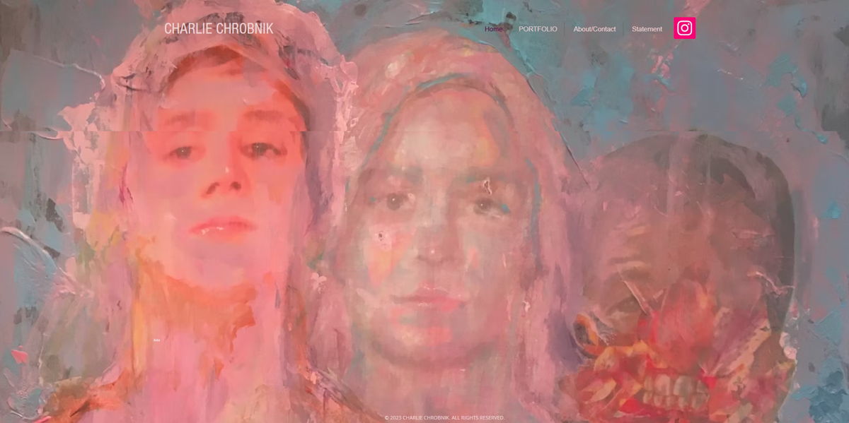 Screenshot of Charlie Chrobnik, from the wix artist website examples collection.