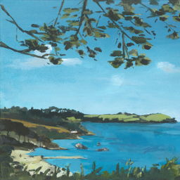Painting of sea and headland