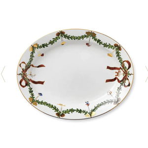 Star Fluted Christmas Oval Platter Large 14.25"