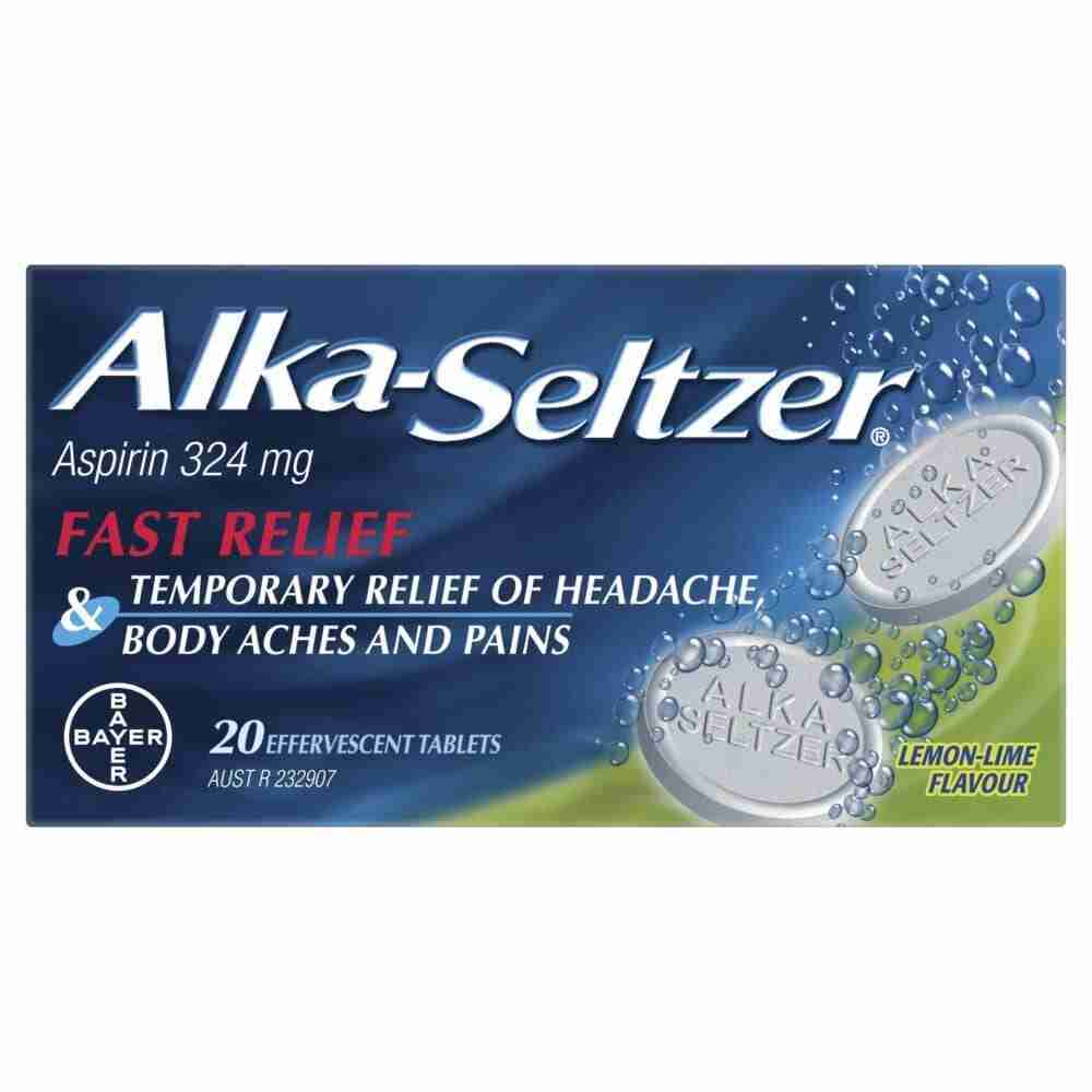 Alka-Seltzer Pain Relief Effervescent Tablets Lemon-Lime 20 Pack