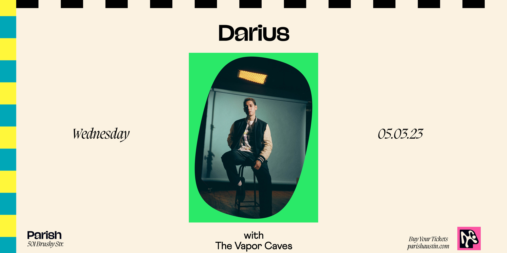 Parish Presents: Darius w/ The Vapor Caves (DJ Set) on 5/3 promotional image