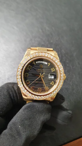 Rolex Day-Date II President II 218238 41mm Black Custom Diamond Bezel