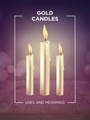 gold candles candle magiic 101 meaning icon with three lit candles and a purple and pink bokeh background