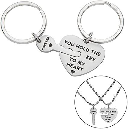 Couple Keychain Necklace | Best Personalized Valentine Gifts For Girlfriend Who Loves Jewelry