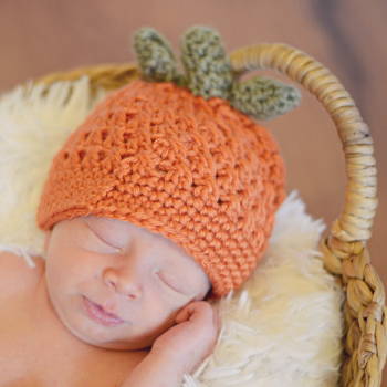 pumpkin preemie hat for baby's first halloween in the nicu