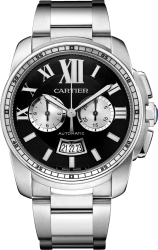 Calibre de Cartier Chronograph Stainless Steel / Black / Bracelet