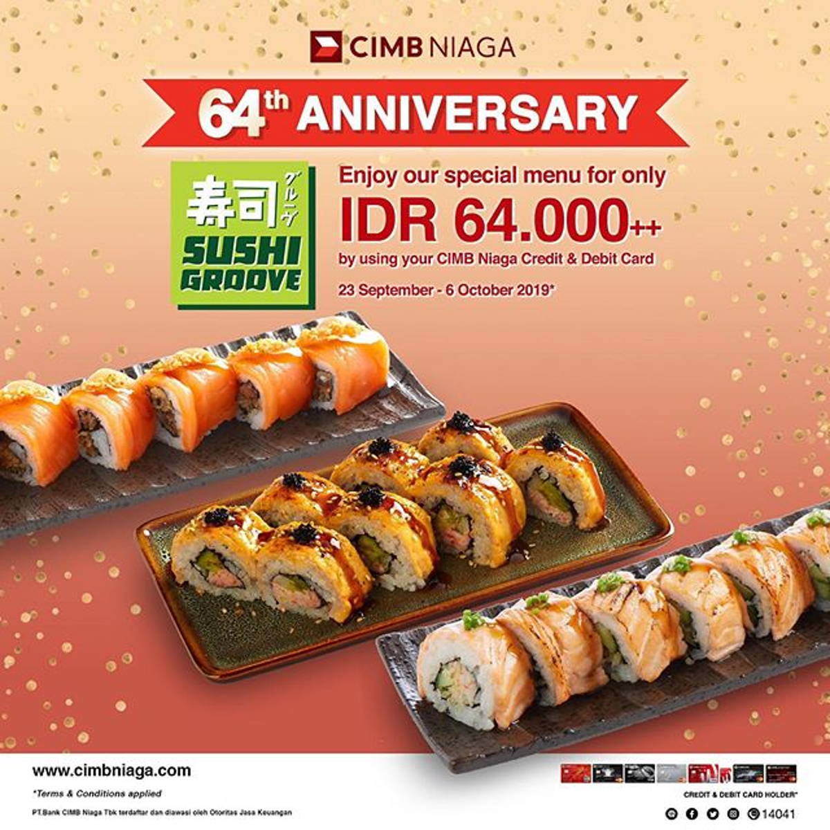 Katalog Promo: SUSHI GROOVE: Promo 64th Anniversary SPECIAL MENU for ONLY IDR 64K - 1