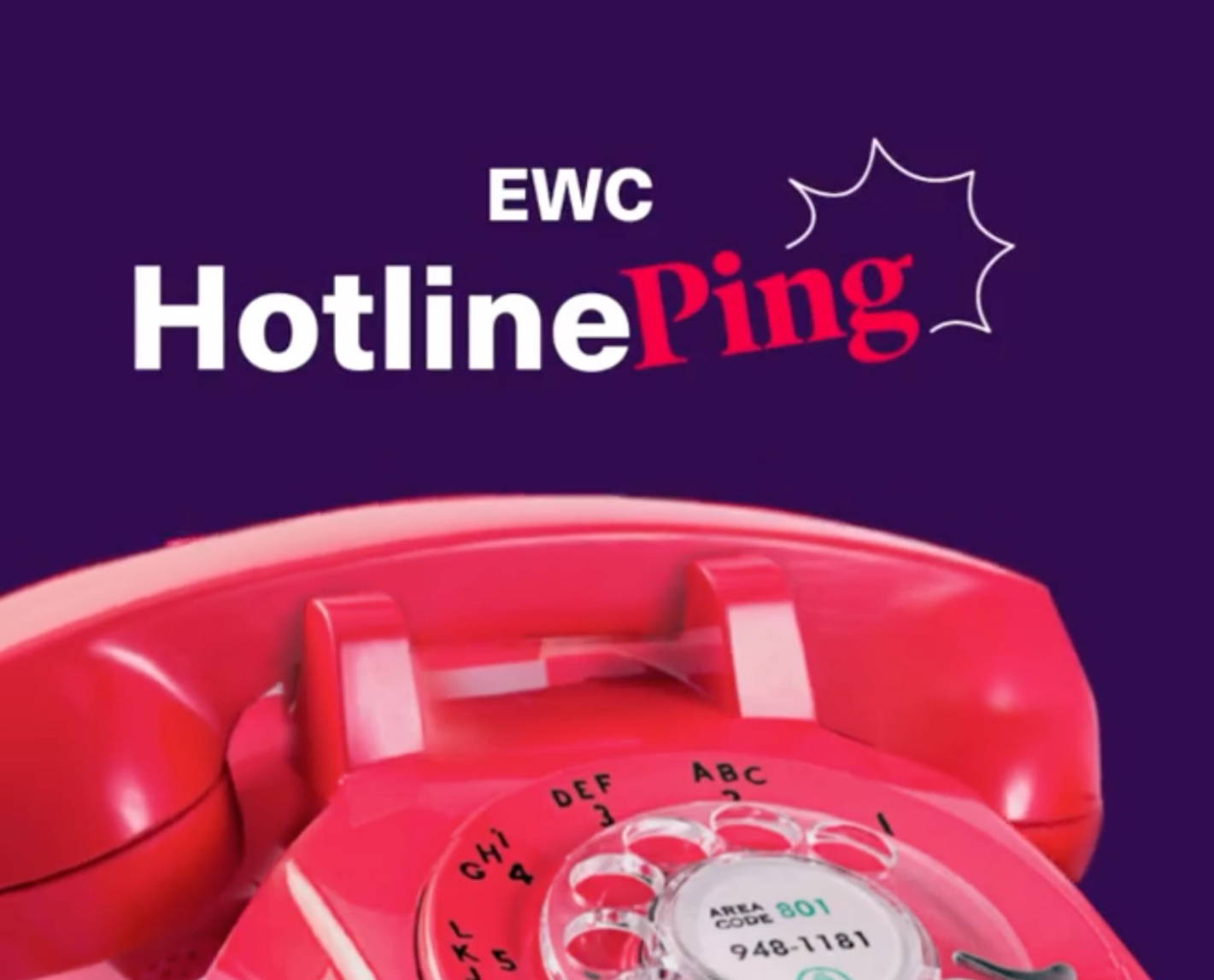 EWC Hotline Ping with pink telephone