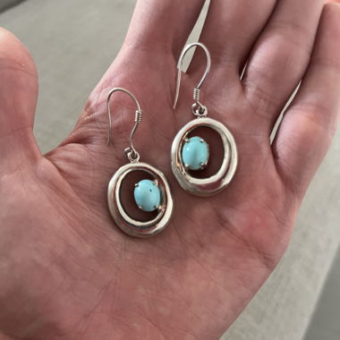 Silver earrings with turquoise Boucles d'oreilles