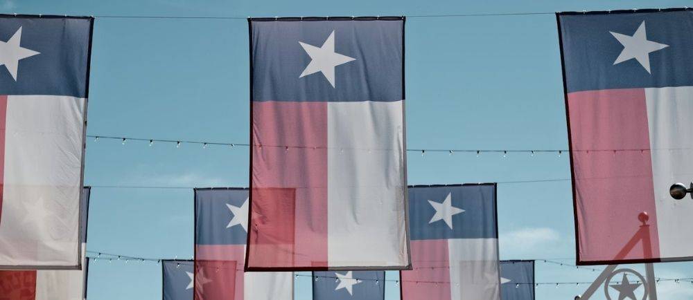 Texas flags hanging