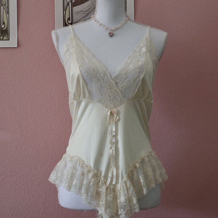 Yellow Lace Ruffle Body Suit (Vintage - S/M)