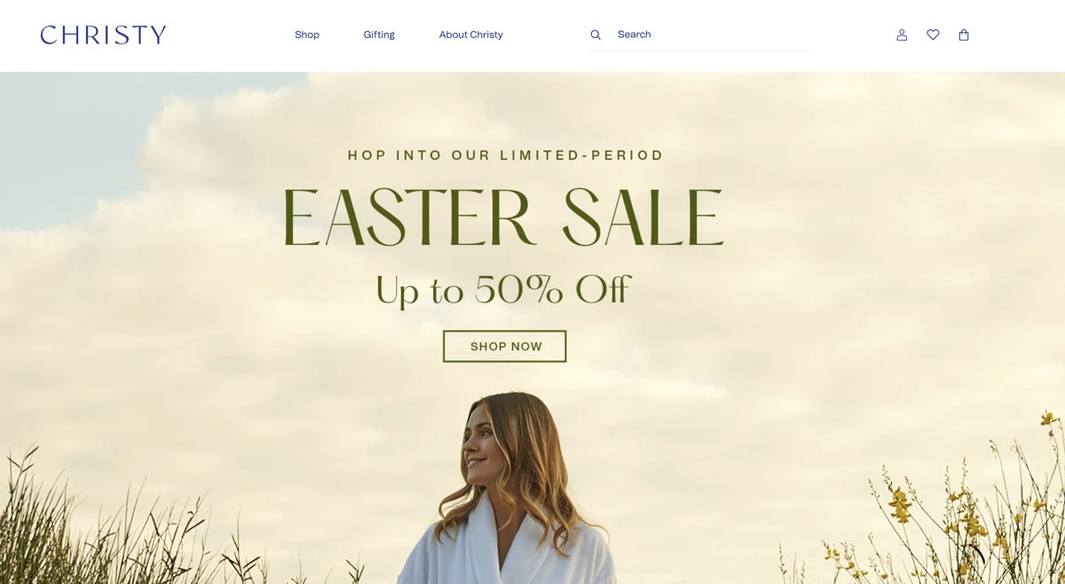 Screenshot of CHRISTY, from the ecommerce websites collection.