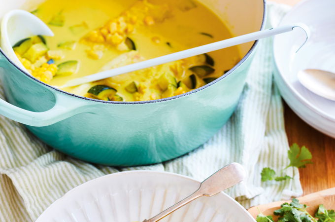 Cod and Corn in Spicy Curry Broth