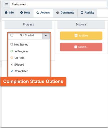 Completion Status indicators