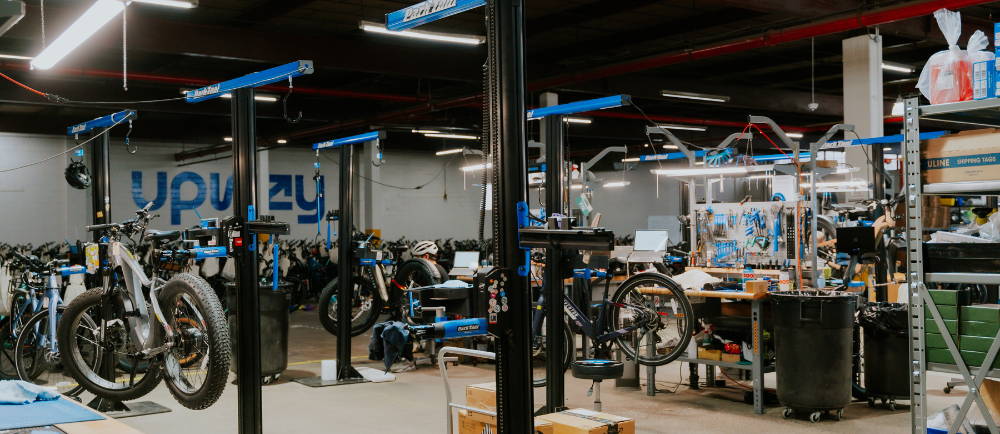 Upway UpCenter and repair stands with e-Bikes