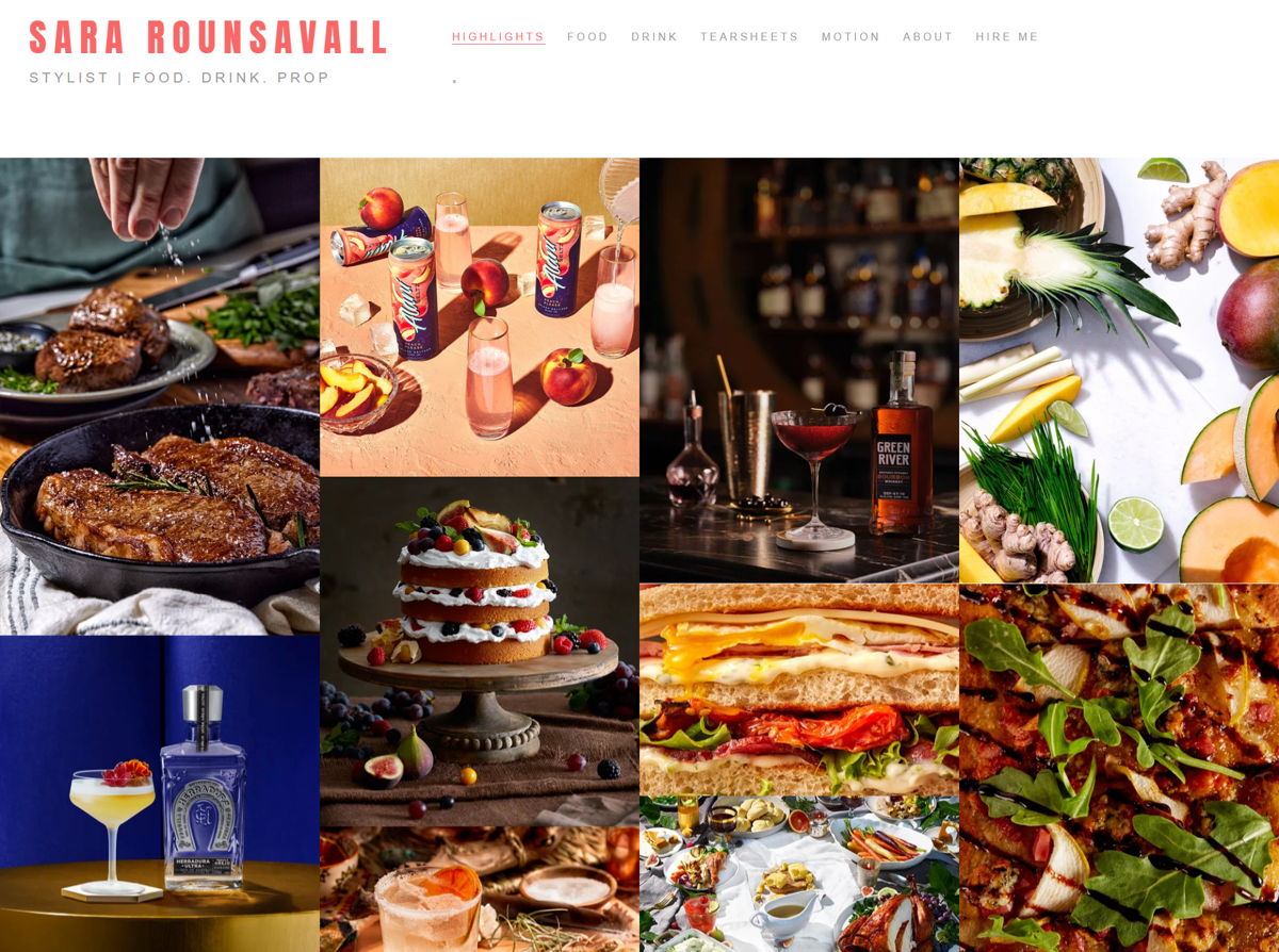 Screenshot of Sara Rounsavall, from the stylist portfolios collection.