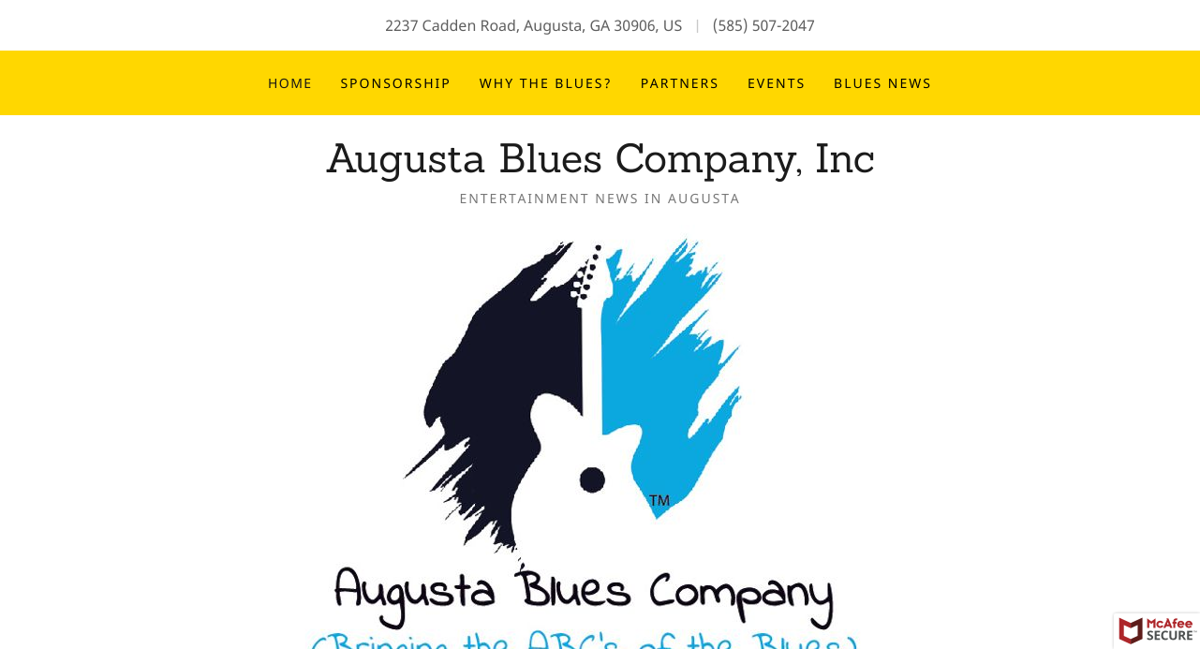 Screenshot of Augusta Blues Company, from the godaddy websites collection.