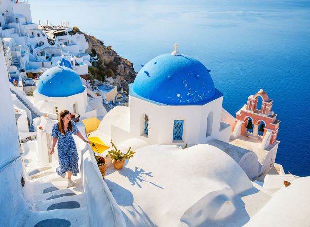 Oia village on Santorini island Greece