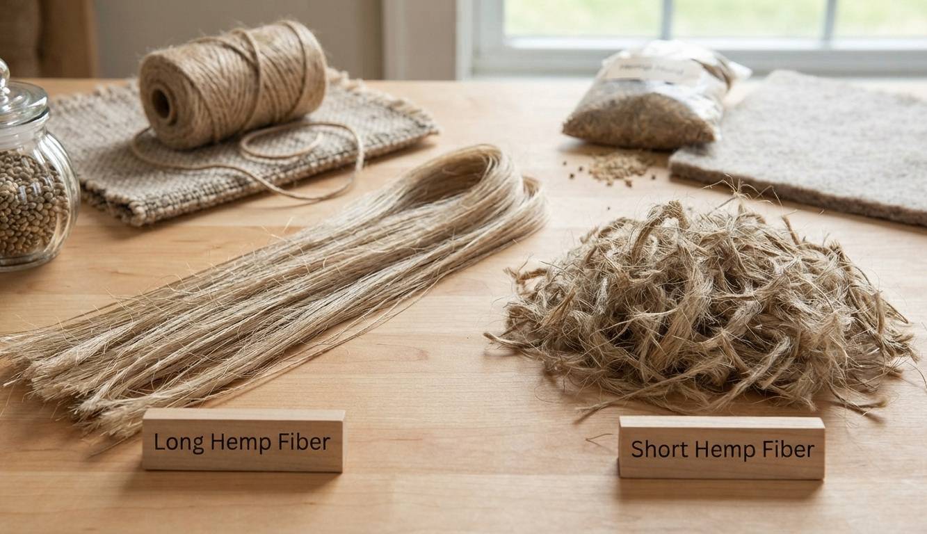 Long and short hemp fiber in different fiber lengths