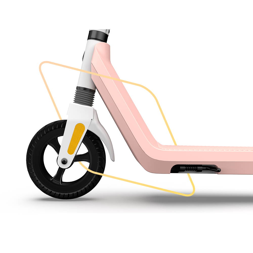 Okai-es50-electric-kickscooter-pink-scooter-front-wheel