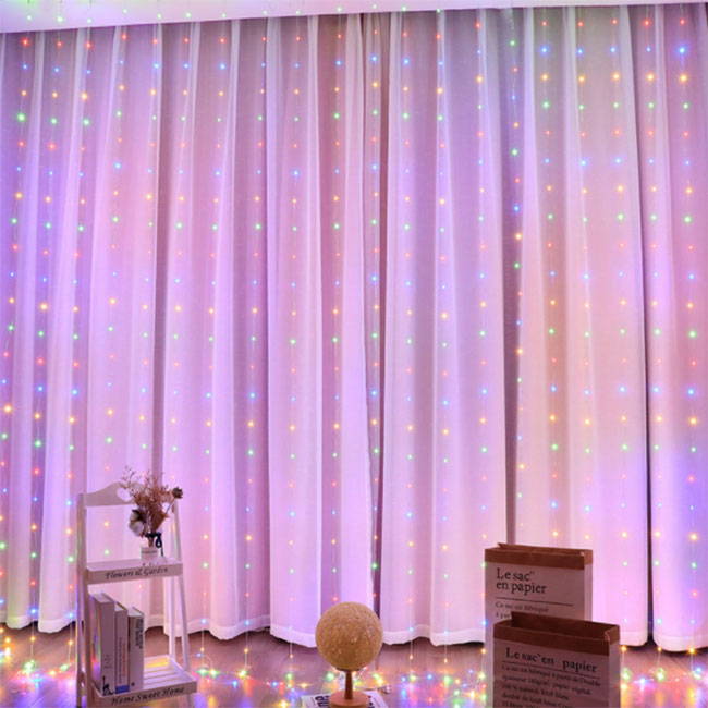 color changing led fairy lights curtain with 16 color effects and remote control