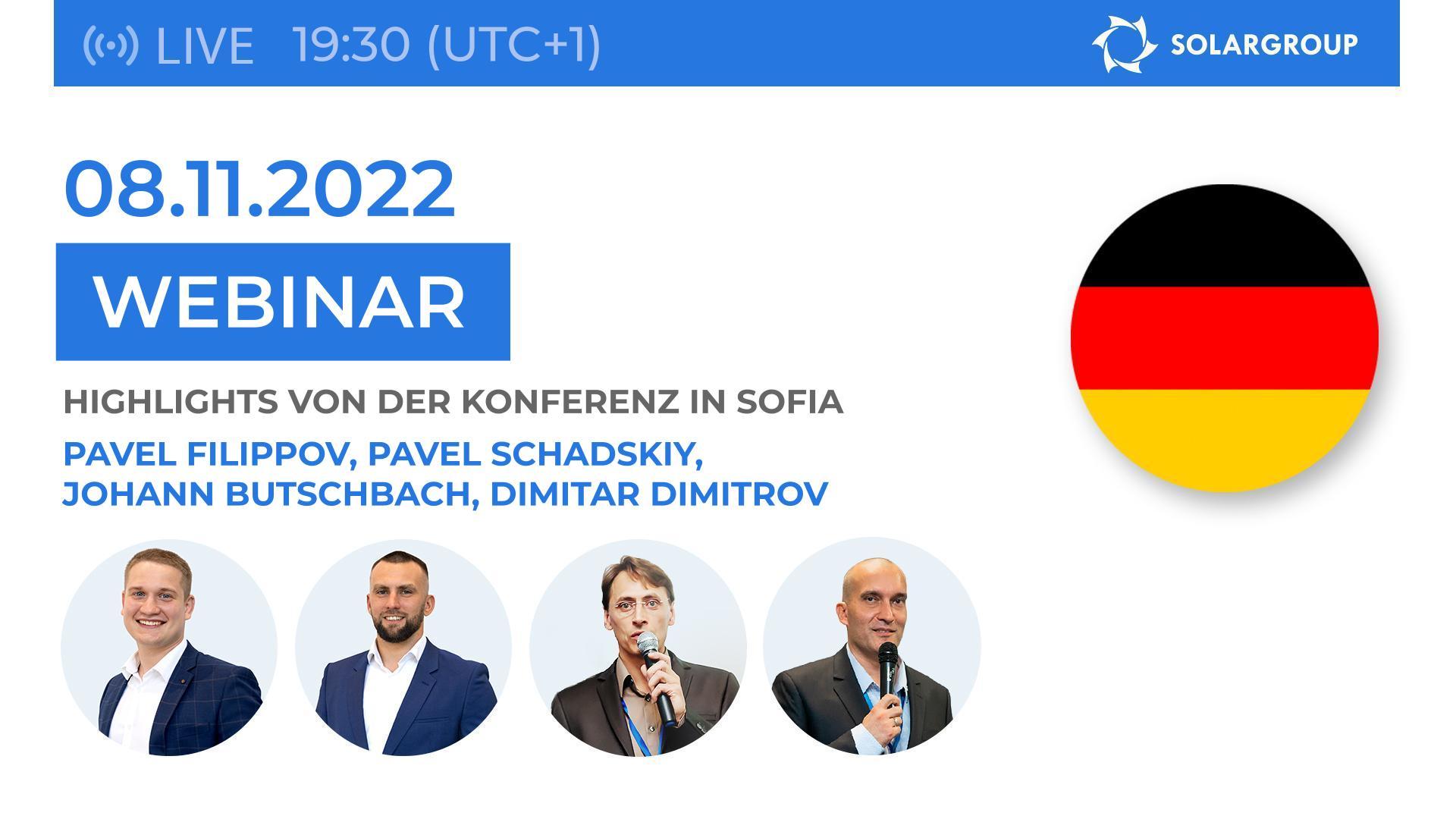 Highlights von der Konferenz in Sofia  SOLARGROUP-Webinar | 6. November | 19:30 Uhr
