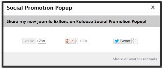 Social Promotion Popup - всплывающее окно в Joomla