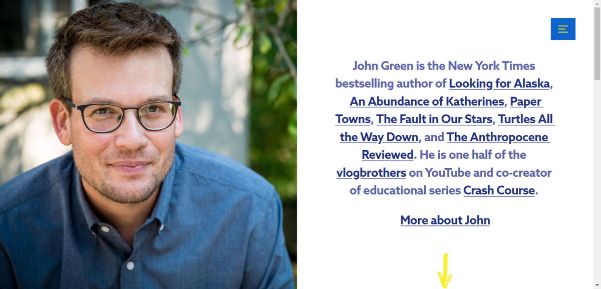 Screenshot of John Green, from the personal websites collection.