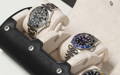 Perfekte Aufbewahrung für Uhrenrollen aus blauem Leder