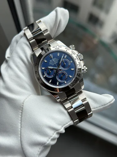 Rolex Daytona White Gold Blue Dial Index