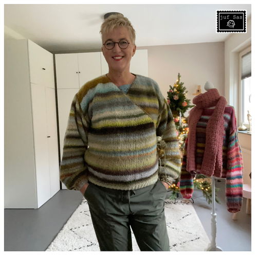 Knitting patterns for sweater and wrap vest Cloud by Juf Sas