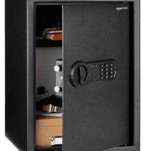 Amazon Basics Steel Home Security Electronic Safe with Programmable Keypad Lock, Secure Documents, Jewelry, Valuables, 1.8 Cubic Feet, Black, 13.8"W x 13"D x 19.7"H