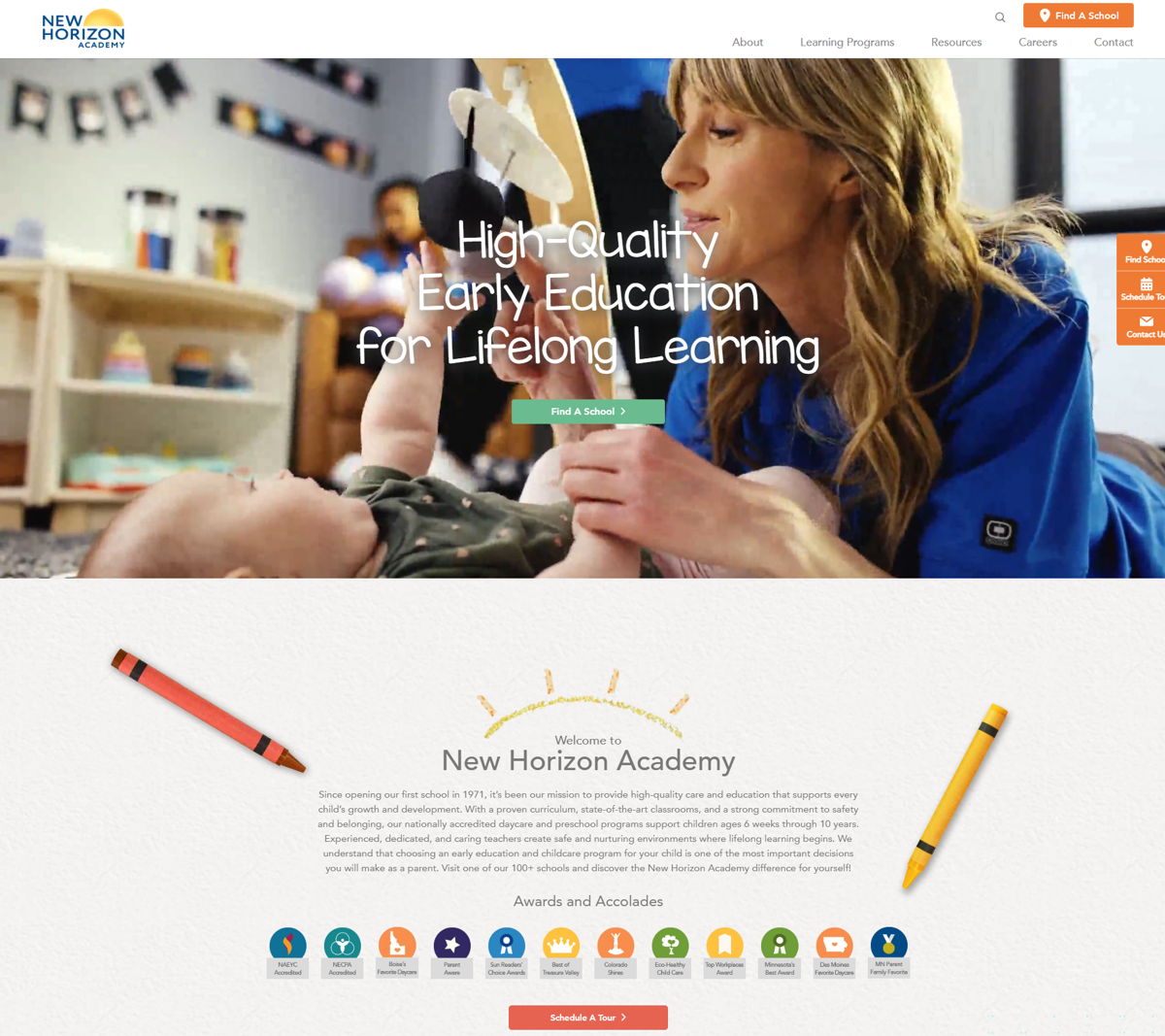 Screenshot of New Horizon Academy, from the wordpress websites collection.