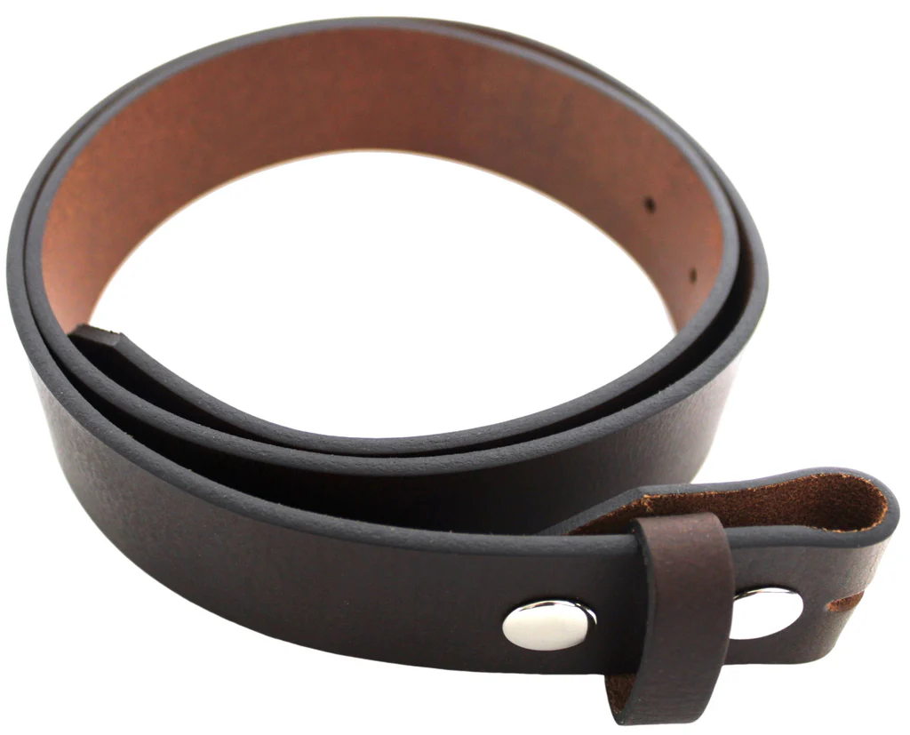 Leather Belt Strap with Press Studs for Pin Buckle. Width: 38mm. Black or Brown. - Image 6