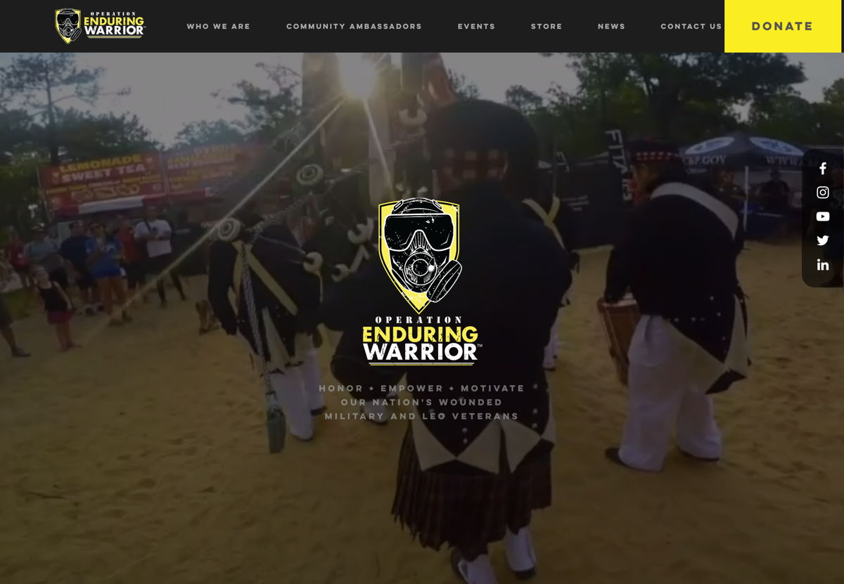 Screenshot of Operation Enduring Warrior, from the nonprofit & charity websites collection.