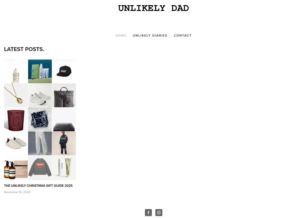 Screenshot of The Unlikely Dad, from the wordpress websites collection.