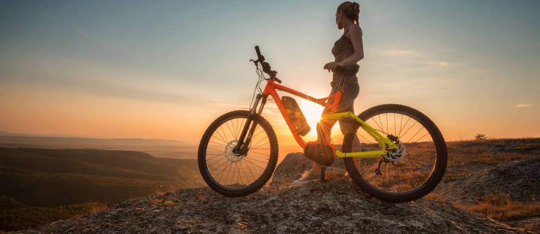 Woman riding Electric Mountain Bike