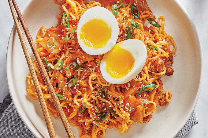 Ramen Noodles with Kimchi and Pork
