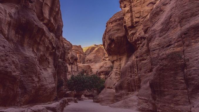 Al Siq Gorge in the Petra Ancient City, Jordan
