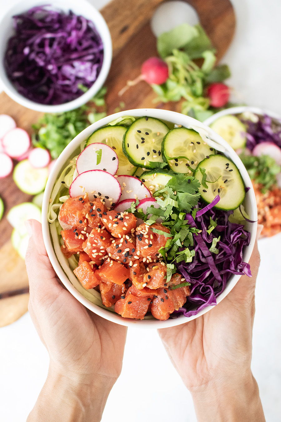 Spicy Salmon Keto Poke Bowl - Perfect Keto