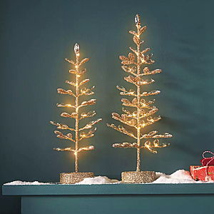 Anthropologie | Crystal Leaves Light-Up Gold Tree