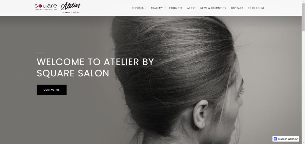 Screenshot of Atelier, from the salon websites collection.