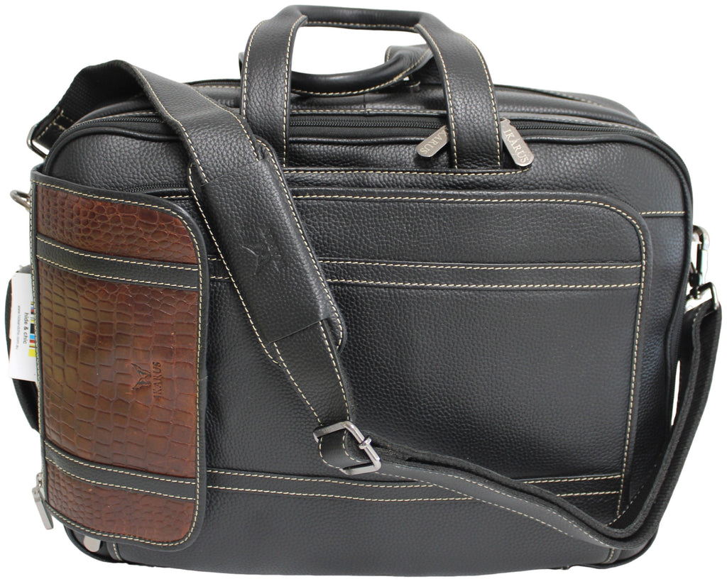 Quality Full Grain Leather Travel Bag / Briefcase Doubles as Backpack - Image 11
