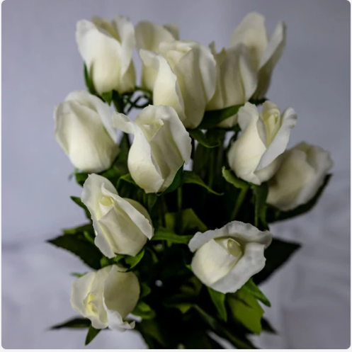 Off White Real Touch Rose Bud - Realistic Artificial Flowers