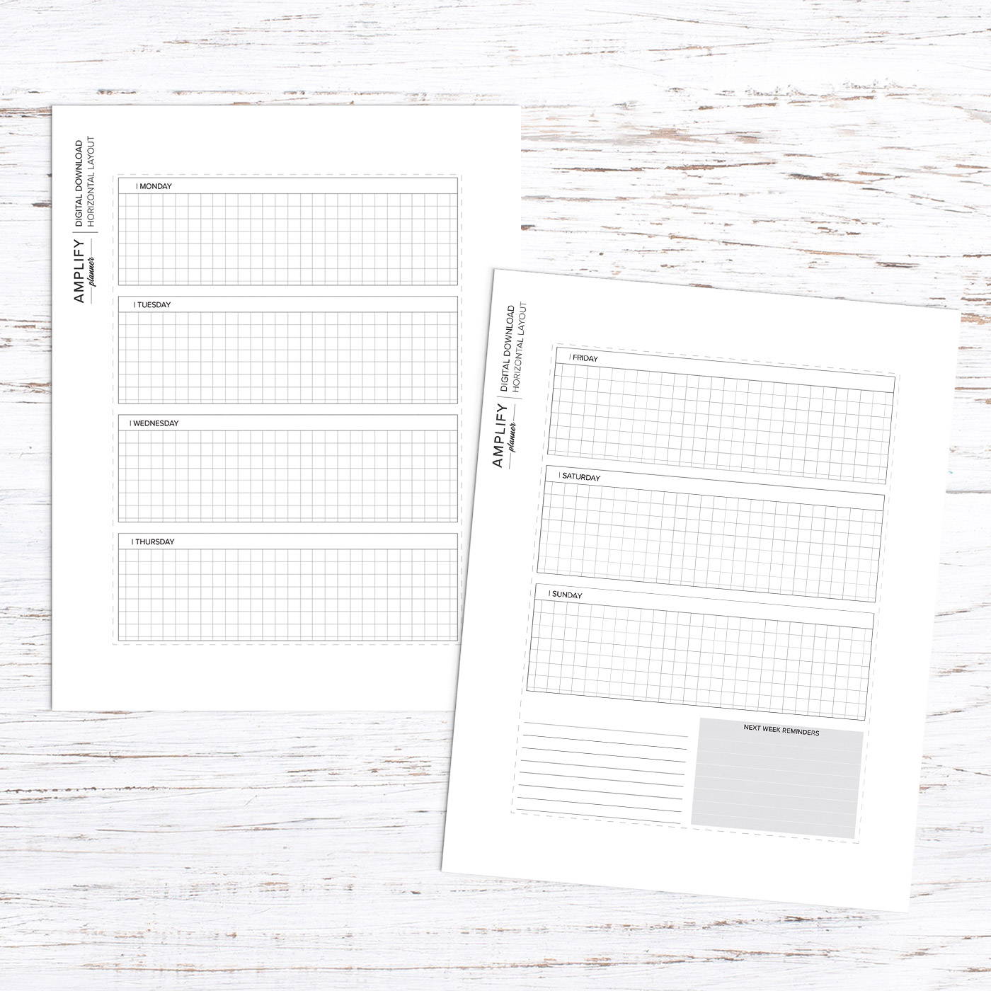 amplify planner weekly horizontal layout