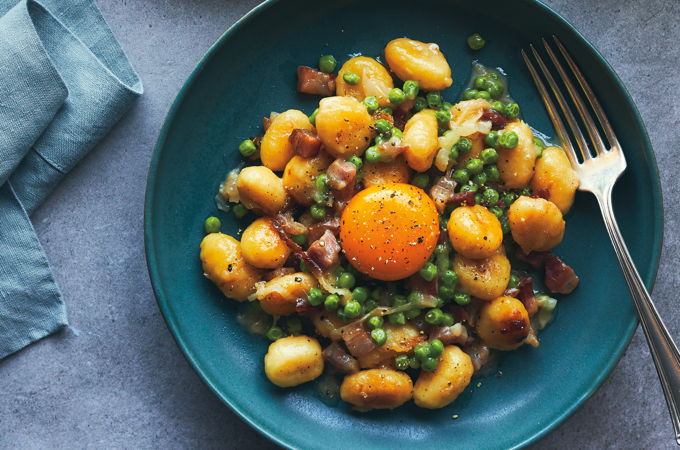 Gnocchis grillés à la carbonara