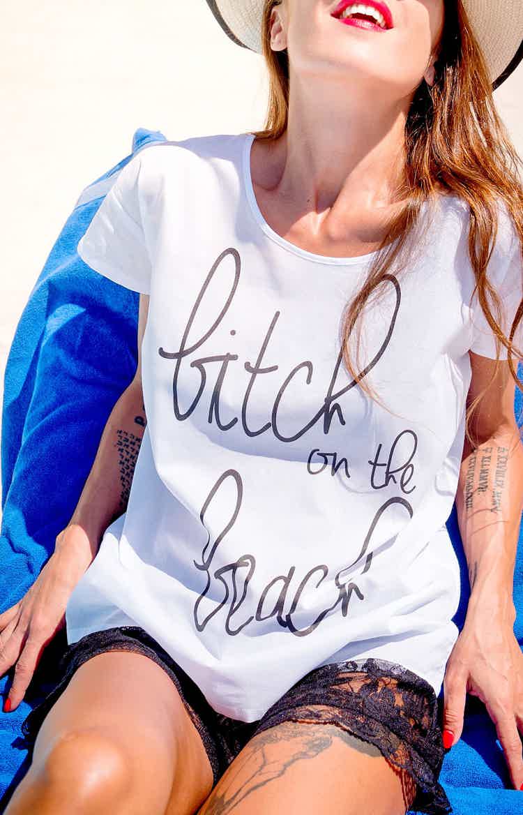White bitch on the beach tshirt