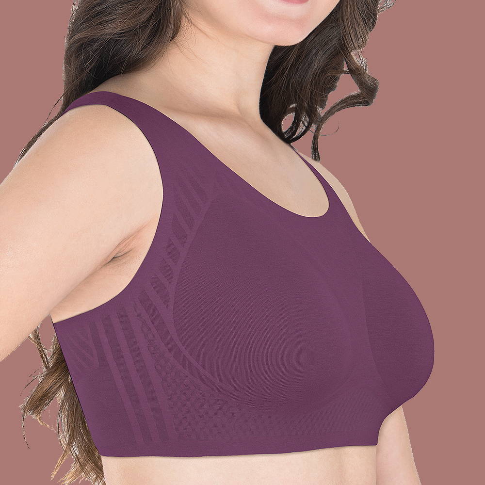 wide underband for bust support, preventing side bulges and doesnt dig into the skin