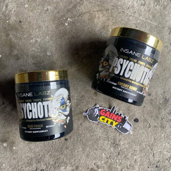 customer shows his pre workout by insane labz